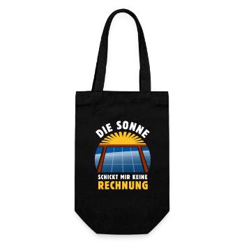 Die Sonne schickt keine Rechnung - Photovoltaik - Geschenkbeutel für Flaschen - Schwarz - Vorne