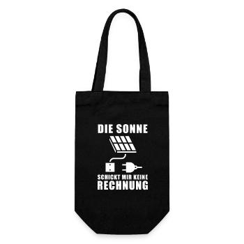 Die Sonne schickt keine Rechnung - Photovoltaik - Geschenkbeutel für Flaschen - Schwarz - Vorne