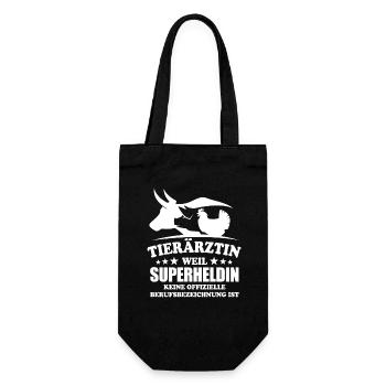 Tierärztin mit Herz - Superheldin - Geschenkbeutel für Flaschen - Schwarz - Vorne