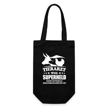 Tierarzt aus Leidenschaft - Superheld - Geschenkbeutel für Flaschen - Schwarz - Vorne