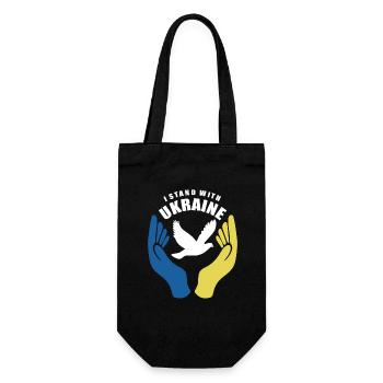 I Stand With Ukraine - Frieden für die Ukraine - Geschenkbeutel für Flaschen - Schwarz - Vorne