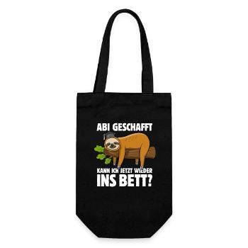 Faultier - Abitur geschafft wieder ins Bett? - Geschenkbeutel für Flaschen - Schwarz - Vorne