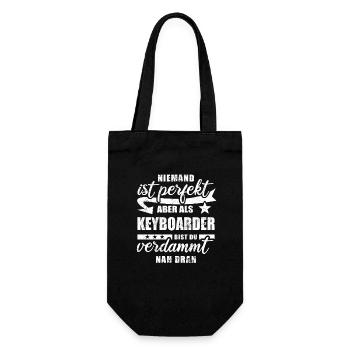 Niemand ist perfekt - Keyboarder - Spruch - Geschenkbeutel für Flaschen - Schwarz - Vorne