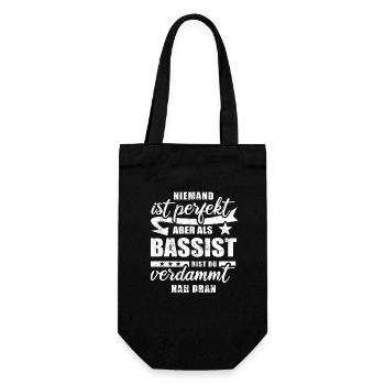 Niemand ist perfekt - Bassist - Spruch - Geschenkbeutel für Flaschen - Schwarz - Vorne
