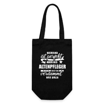 Niemand ist perfekt - Altenpfleger - Spruch - Geschenkbeutel für Flaschen - Schwarz - Vorne