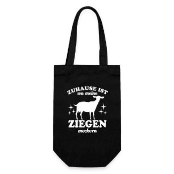 Zuhause ist wo meine Ziegen meckern - Spruch - Geschenkbeutel für Flaschen - Schwarz - Vorne