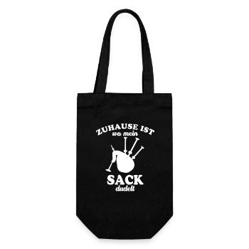 Zuhause ist wo mein Sack dudelt - Dudelsack - Geschenkbeutel für Flaschen - Schwarz - Vorne