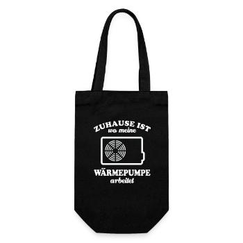 Zuhause ist wo meine Wärmepumpe arbeitet - Öko - Geschenkbeutel für Flaschen - Schwarz - Vorne