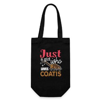 Just a girl who loves coatis - Niedlicher Nasenbär - Geschenkbeutel für Flaschen - Schwarz - Vorne
