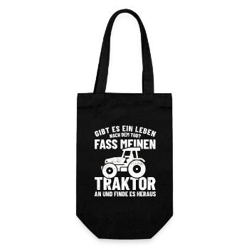 Ein Leben nach dem Tod? - Traktor anfassen - Geschenkbeutel für Flaschen - Schwarz - Vorne