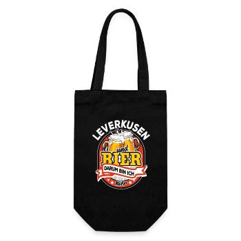 Leverkusen & Bier darum bin ich hier - Spruch - Geschenkbeutel für Flaschen - Schwarz - Vorne