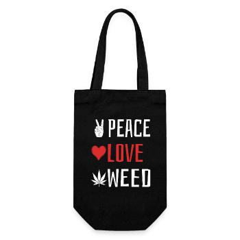 Peace Love Weed - Heart - Gift Bag for Bottles - black - Front