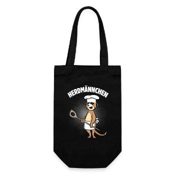 Herdmännchen - Erdmännchen mit Kochlöffel - Geschenkbeutel für Flaschen - Schwarz - Vorne