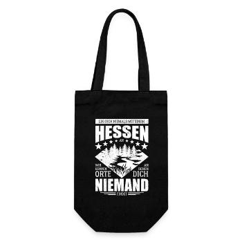 Leg dich nicht mit einem Hessen an - Spruch - Geschenkbeutel für Flaschen - Schwarz - Vorne