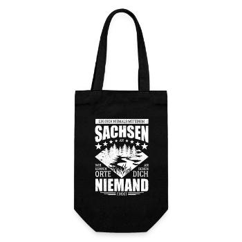 Leg dich nicht mit einem Sachsen an - Spruch - Geschenkbeutel für Flaschen - Schwarz - Vorne