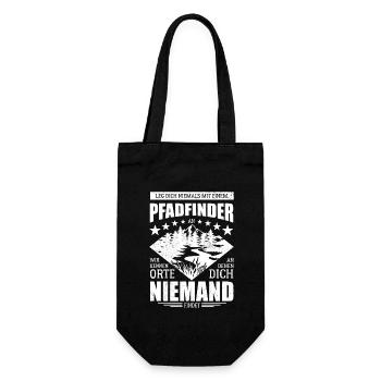 Leg dich niemals mit einem Pfadfinder an - Spruch - Geschenkbeutel für Flaschen - Schwarz - Vorne