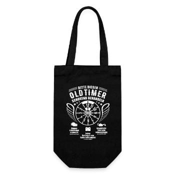 Oldtimer schonend behandeln - 90. Geburtstag - Geschenkbeutel für Flaschen - Schwarz - Vorne