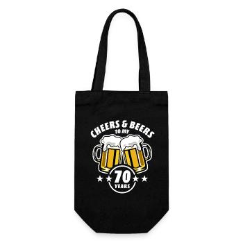 Cheers & Beers to my 70 years - 70th birthday - Gift Bag for Bottles - black - Front