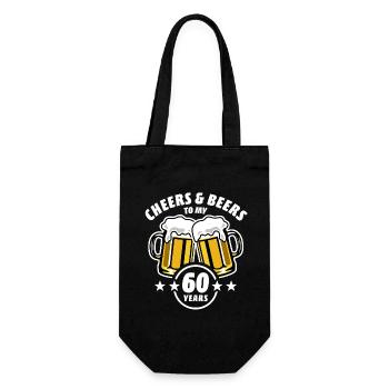 Cheers & Beers to my 60 years - 60th birthday - Gift Bag for Bottles - black - Front