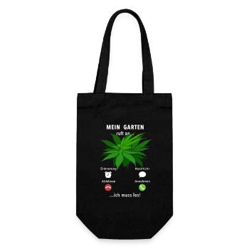 Mein Garten ruft an - ich muss los - Cannabis - Geschenkbeutel für Flaschen - Schwarz - Vorne