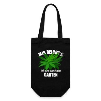 Mir reicht's ich geh in meinen Garten - Hanf - Geschenkbeutel für Flaschen - Schwarz - Vorne