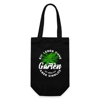 Hanf - Leben ohne Garten - möglich aber sinnlos - Geschenkbeutel für Flaschen - Schwarz - Vorne