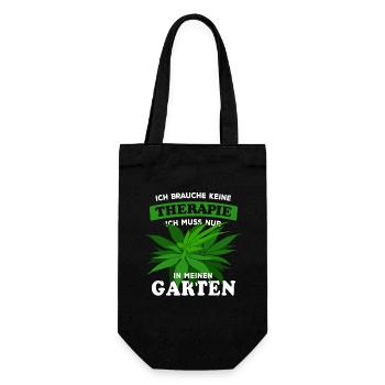 Ich brauche keine Therapie - Garten - Hanf - Geschenkbeutel für Flaschen - Schwarz - Vorne