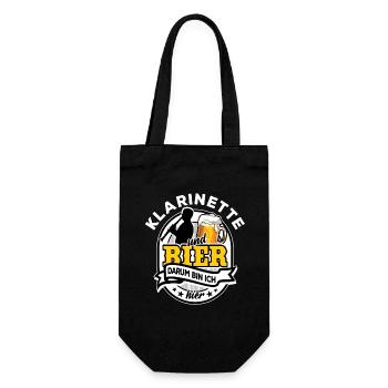 Klarinette & Bier - darum bin ich hier - Musiker - Geschenkbeutel für Flaschen - Schwarz - Vorne