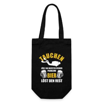 Tauchen löst Probleme - Bier Spruch - Geschenkbeutel für Flaschen - Schwarz - Vorne