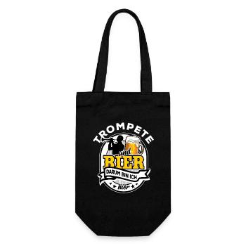 Trompete & Bier - darum bin ich hier - Geschenkbeutel für Flaschen - Schwarz - Vorne
