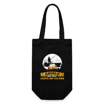 Angeln und Bier darum bin ich hier - Geschenkbeutel für Flaschen - Schwarz - Vorne
