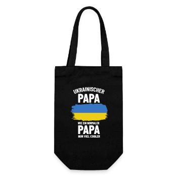Ukrainischer Papa wie ein normaler Papa nur cooler - Geschenkbeutel für Flaschen - Schwarz - Vorne