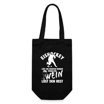 Eishockey löst meine Probleme - Wein Spruch - Geschenkbeutel für Flaschen - Schwarz - Vorne