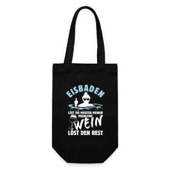 Eisbaden löst meine Probleme - Wein Spruch - Geschenkbeutel für Flaschen - Schwarz - Vorne