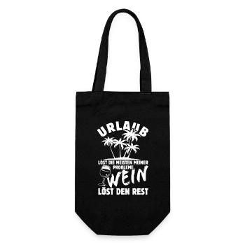 Urlaub löst meine Probleme - Wein Spruch - Geschenkbeutel für Flaschen - Schwarz - Vorne