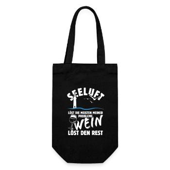 Seeluft löst meine Probleme - Wein Spruch - Geschenkbeutel für Flaschen - Schwarz - Vorne