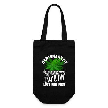 Gartenarbeit löst meine Probleme - Wein Spruch - Geschenkbeutel für Flaschen - Schwarz - Vorne
