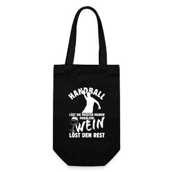 Handball löst meine Probleme - Wein Spruch - Geschenkbeutel für Flaschen - Schwarz - Vorne