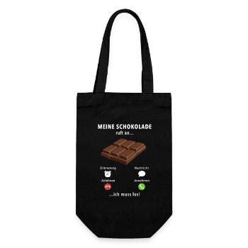 Meine Schokolade ruft an - ich muss los - Spruch - Geschenkbeutel für Flaschen - Schwarz - Vorne