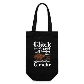 Glück kann man nicht kaufen, aber Schokolade - Geschenkbeutel für Flaschen - Schwarz - Vorne