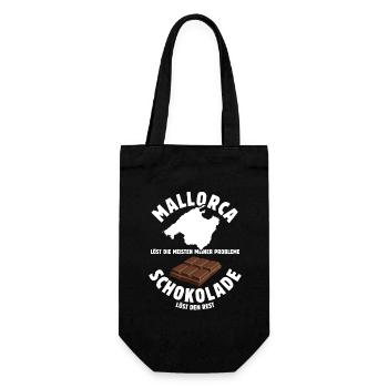 Mallorca löst meine Probleme - Schoko Spruch - Geschenkbeutel für Flaschen - Schwarz - Vorne