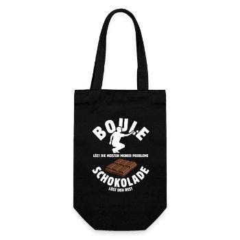 Boule löst meine Probleme - Schoko Spruch - Geschenkbeutel für Flaschen - Schwarz - Vorne