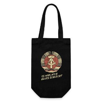 DDR Wappen, Es war nich alles schlecht, Ostalgie - Geschenkbeutel für Flaschen - Schwarz - Vorne