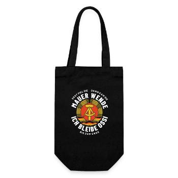 Mauer, Wende, Ossi bis zum Ende, DDR Spruch - Geschenkbeutel für Flaschen - Schwarz - Vorne