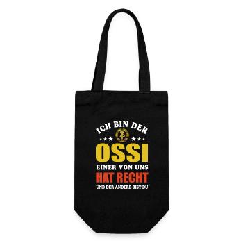 Ich bin der Ossi einer von uns hat Recht - Spruch - Geschenkbeutel für Flaschen - Schwarz - Vorne