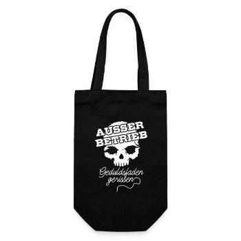 Totenkopf, Außer Betrieb Geduldsfaden gerissen - Geschenkbeutel für Flaschen - Schwarz - Vorne