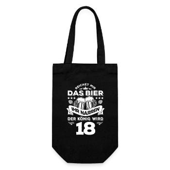 Reichet mir das Bier ihr Narren - 18. Geburtstag - Geschenkbeutel für Flaschen - Schwarz - Vorne