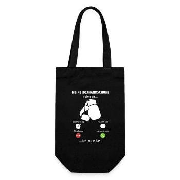 Meine Boxhandschuhe rufen an ich muss los, Spruch - Geschenkbeutel für Flaschen - Schwarz - Vorne