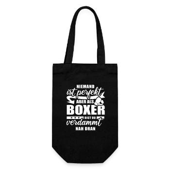 Niemand ist perfekt - Boxer - Spruch - Geschenkbeutel für Flaschen - Schwarz - Vorne