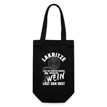 Lakritze löst meine Probleme - Wein Spruch - Geschenkbeutel für Flaschen - Schwarz - Vorne